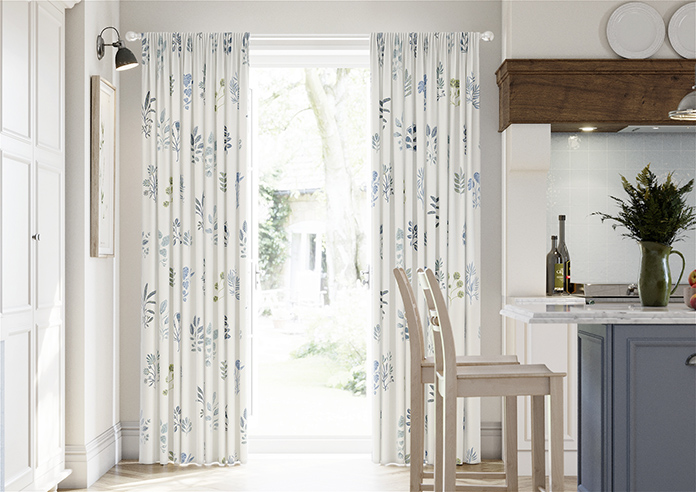 Botanical Velvet, River Blue - Made to Measure Curtains - Image 3